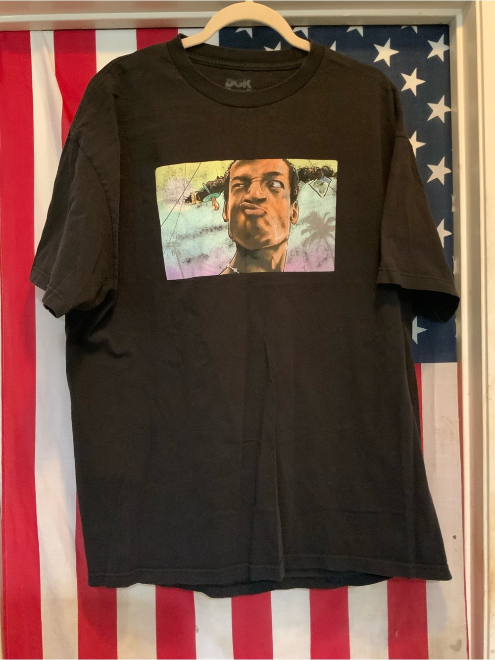DGK Black Short Sleeve Tee with Multicolor Portrait Print